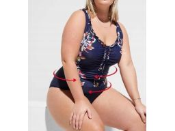 B.P.C kostium kąpielowy granatowy w kwiaty r.38