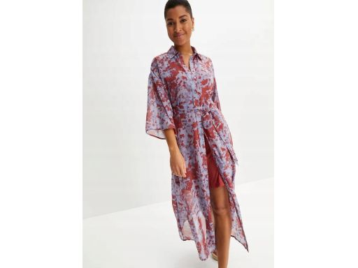 B.P.C szyfonowa sukienka koszulowa maxi 40.