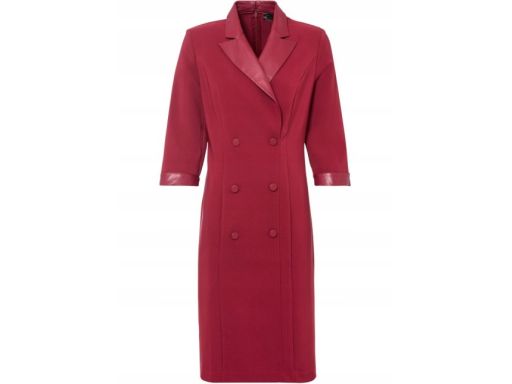 B.P.C bordowa sukienka z wstawkami eko skóry r.40