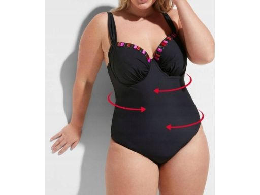 B.P.C czarny kostium silnie modelujący z ozdobnymi kamieniami 42 (80D)