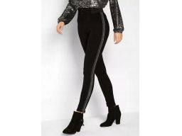 B.P.C legginsy czarne z lampasami metalicznymi r.36/38