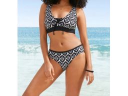 B.P.C czarno-białe bikini bustier z figami we wzory 38.