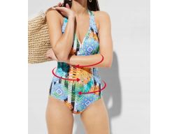 B.P.C kolorowy kostium kąpielowy z wiązaniem na szyi 40.