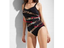 B.P.C modelujący stylowy kostium kąpielowy czarny w paski w cętki r.40
