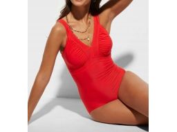 B.P.C Kostium jednoczęściowy czerwony marszczenia r.44