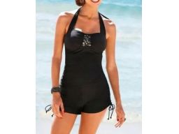 B.P.C kombinezon kąpielowy czarny z wiązaniem r.42