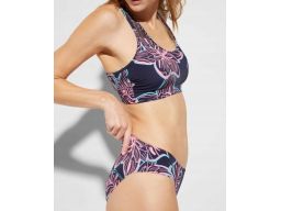 B.P.C bikini z biustonoszem bustier + figi granatowe w neonowe wzory 4