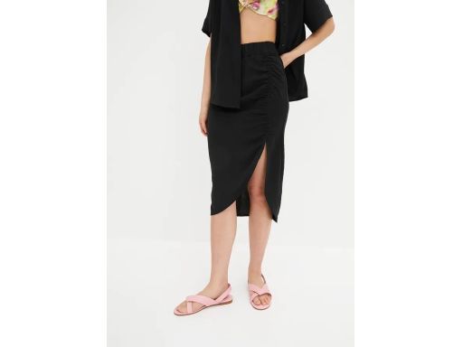 B.P.C czarna spódnica asymetryczna midi z marszczeniem 44.