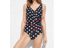 B.P.C kostium kąpielowy z efektem założenia kopertowego w groszki r.40