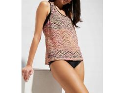 B.P.C kolorowe tankini ażurowe z czarnymi figami 46.