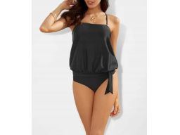B.P.C tankini oversize czarne odpinane ramiączka z figami 50.