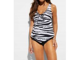 B.P.C tankini czarne z białym wzorem 46.