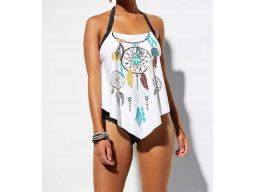 B.P.C tankini białe z łapaczem snów i z figami z wysokim stanem 40.