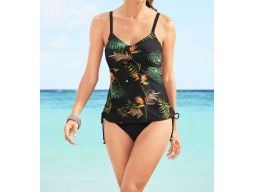 B.P.C tankini z fiszbinami czarne we wzory z figami 48 (95C).