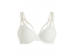 B.P.C biustonosz usztywniany na fiszbinie śmietankowy z paskami r.70D