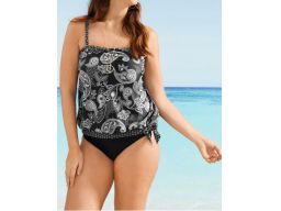 B.P.C tankini czarne w białe wzory oversize z figami 44.