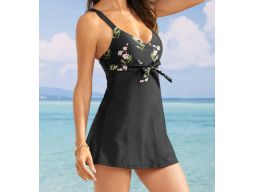 B.P.C sukienka kąpielowa czarna w kolorowe kwiaty w górnej części r.48