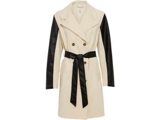 B.P.C trencz beżowy ze wstawkami eko skóry 38.
