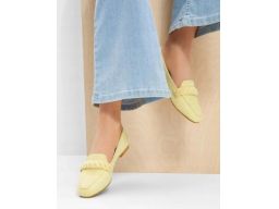 B.P.C mokasyny damskie loafersy żółte z eko zamszu 40.