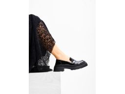 B.P.C półbuty damskie czarne lakierowane na grubej podeszwie 41.