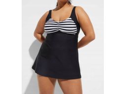 B.P.C długi top tankini czarno-biały w paski 44.
