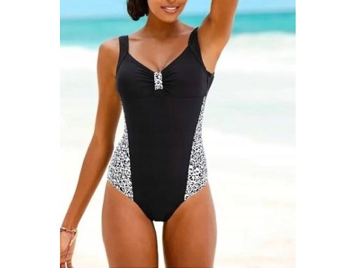 B.P.C kostium jednoczęściowy czarny wzór panterki r.54