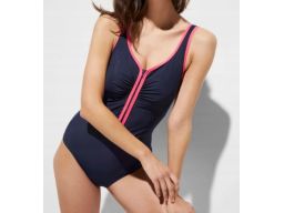 B.P.C kostium kąpielowy granatowy z neonowym wykończeniem z zamkiem r.