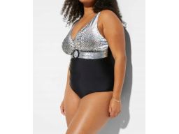 B.P.C kostium kąpielowy czarny ze srebrną wężową skórą r.44