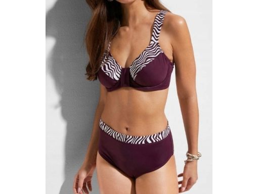 B.P.C bikini minimizer bordowy wzór zebry z figami r.46 (90D)