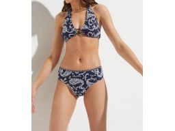 B.P.C bikini z wiązaniem na szyi granatowe we wzory r.38