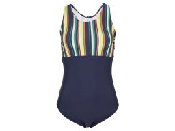 B.P.C kostium kąpielowy granatowy z kolorowymi paskami r.40