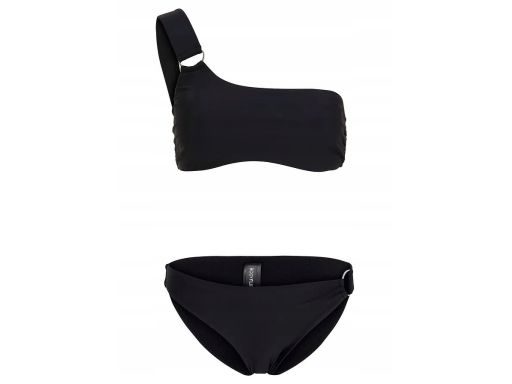 B.P.C bikini opaska bandeau czarna na jedno ramię z czarnymi figami 38