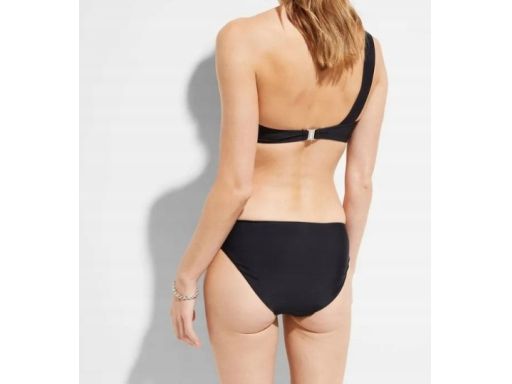 B.P.C bikini opaska bandeau czarna na jedno ramię z czarnymi figami 38