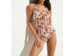 B.P.C kostium jednoczęściowy modelujący brązowy we wzory 40.