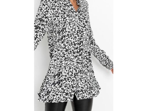 B.P.C czarno-biała dłuższa koszula we wzory wiskoza 36