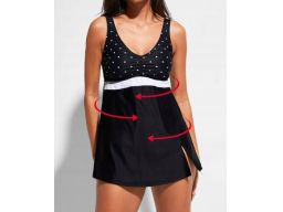 B.P.C sukienka kąpielowa czarna w grochy r.52