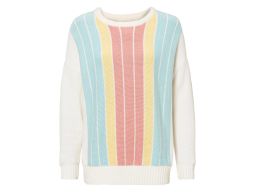 B.P.C sweter ecru w kolorowe pionowe paski 48/50.