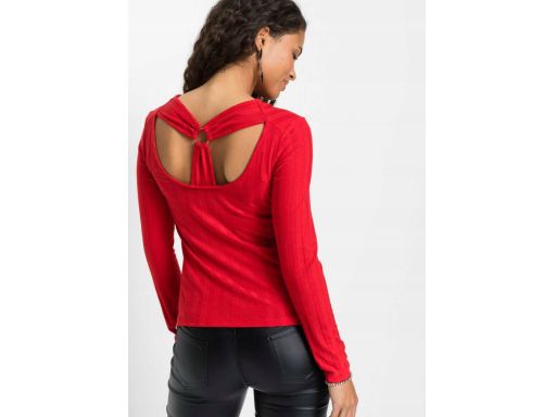 B.P.C czerwona bluzka z ozdobnym dekoltem r.40/42