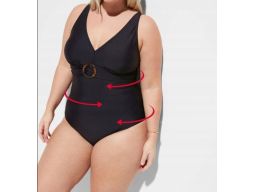 B.P.C czarny kostium kąpielowy z klamrą 52.