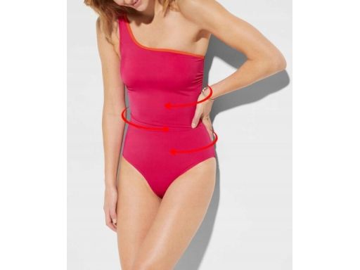 B.P.C kostium jednoczęściowy asymetryczny różowy na jedno ramię r.46