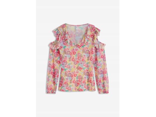 B.P.C bluzka siateczkowa w kwiaty z falbankami 44/46.