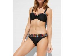 B.P.C bikini na fiszbinach usztywniane czarne ze wzorkiem r.40 (80F)