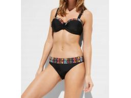 B.P.C bikini na fiszbinach usztywniane czarne ze wzorkiem 48 (95C).