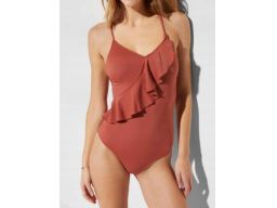 B.P.C kostium kąpielowy cynamonowy z falbaną 44.