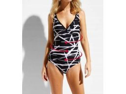 B.P.C kostium jednoczęściowy czarny w białe wzory r.42