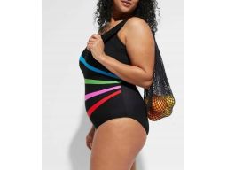 B.P.C kostium silnie modelujacy czarny w kolorowe paski r.40