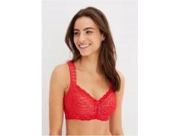 B.P.C biustonosz miękki bez fiszbin z koronką czerwony r.95C