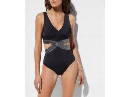 B.P.C kostium kąpielowy monokini czarny z wycięciami r.46