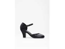 B.P.C skórzane czółenka na słupku czarne z paseczkami r.37