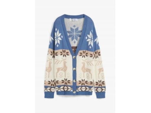 B.P.C sweter rozpinany we wzory świąteczne 44/46.